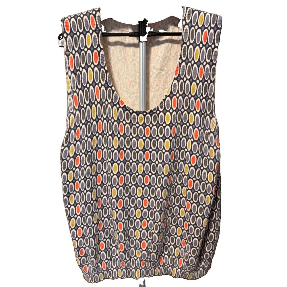 Boden Women 18 Gray Mod Circles Sleeveless Knit Cotton Pullover Sweater Cashmere